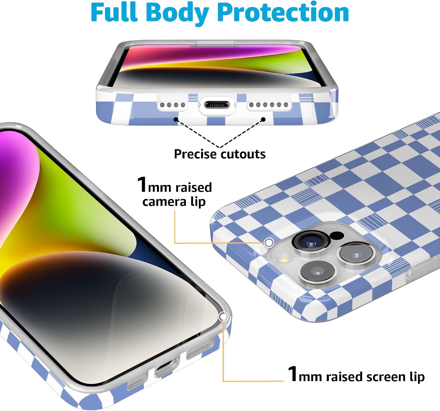 image:imageCasely iPhone 15 Pro Max Case Clear Skies Clear Shimmer Compatible with MagSafe Classic Ultra Slim DesignReality Check Periwinkle