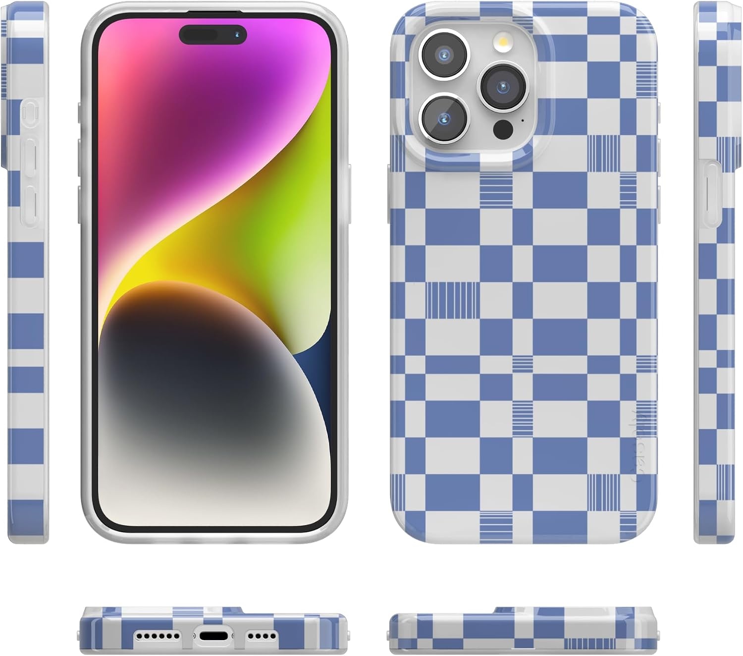 image:imageCasely iPhone 15 Pro Max Case Clear Skies Clear Shimmer Compatible with MagSafe Classic Ultra Slim DesignReality Check Periwinkle