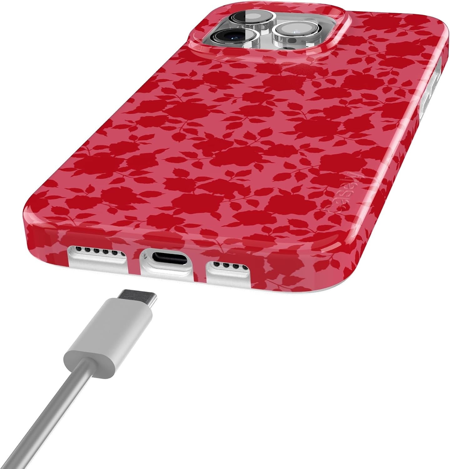 image:imageCasely iPhone 15 Pro Max Case Clear Skies Clear Shimmer Compatible with MagSafe Classic Ultra Slim DesignRose Garden Red Aesthetic