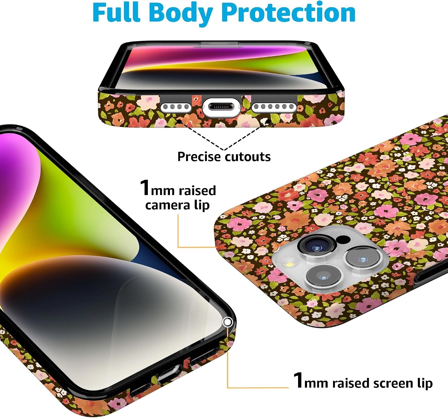 image:imageCasely iPhone 15 Pro Max Case Clear Skies Clear Shimmer Compatible with MagSafe Classic Ultra Slim DesignRustic Roses Boho Bouquet