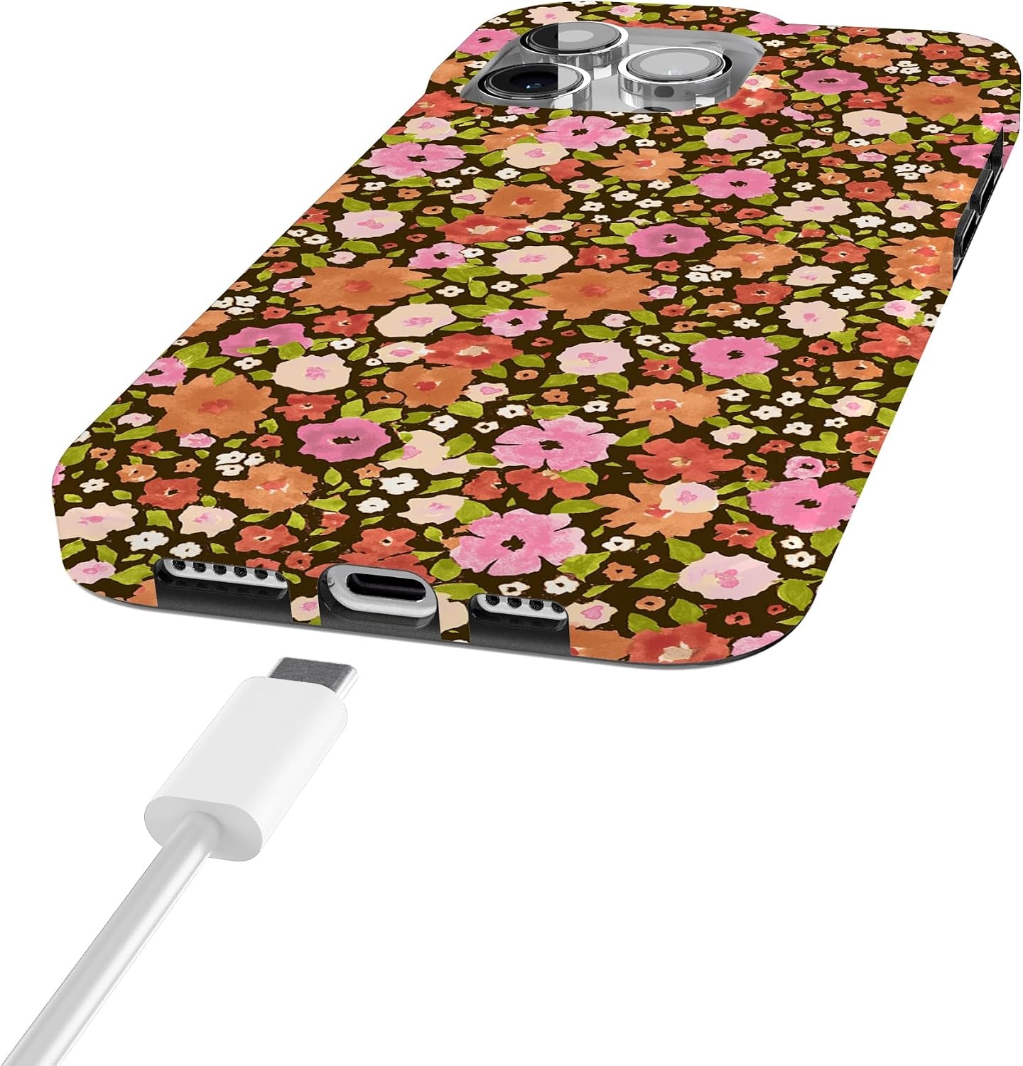 image:imageCasely iPhone 15 Pro Max Case Clear Skies Clear Shimmer Compatible with MagSafe Classic Ultra Slim DesignRustic Roses Boho Bouquet