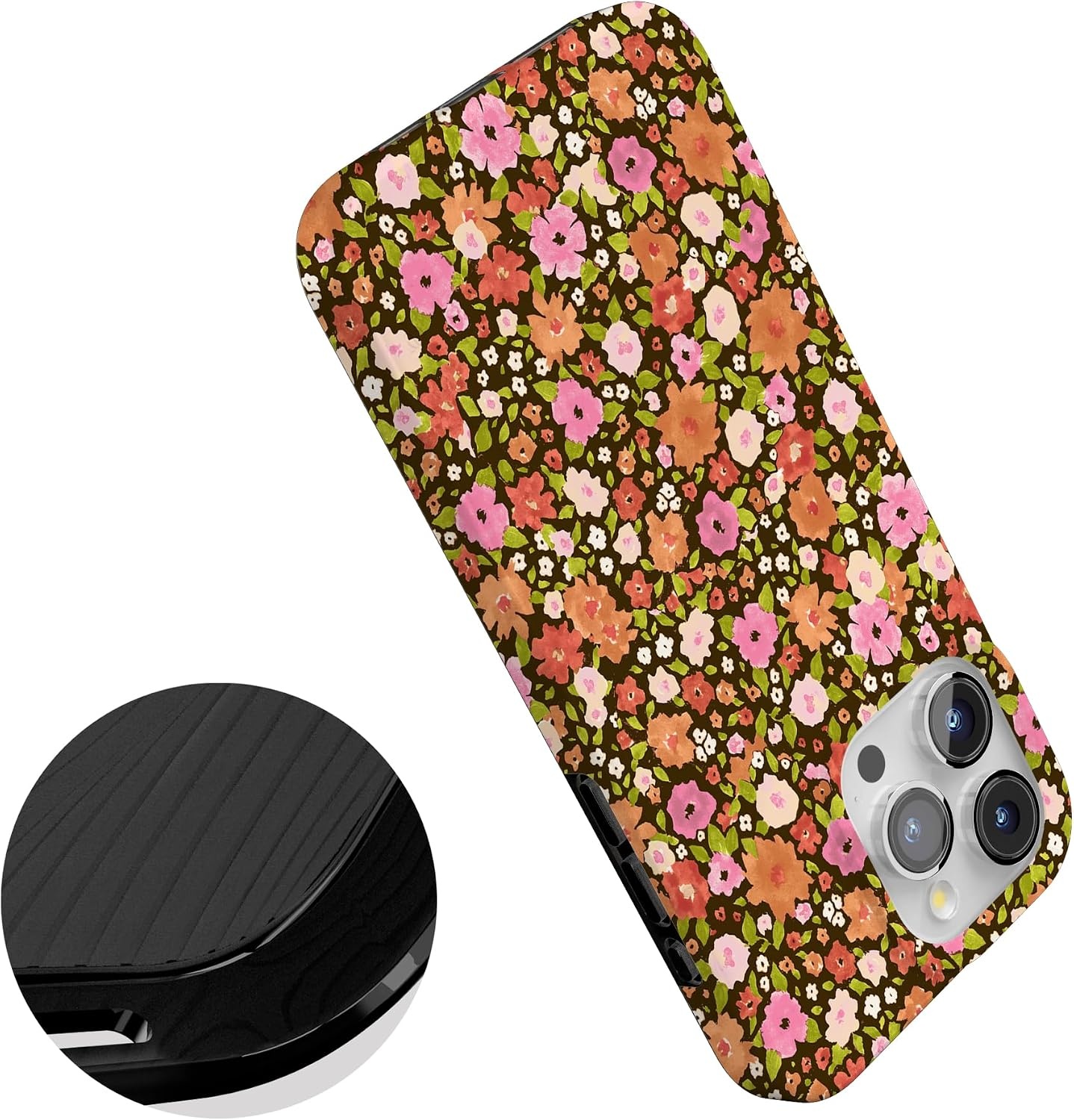 image:imageCasely iPhone 15 Pro Max Case Clear Skies Clear Shimmer Compatible with MagSafe Classic Ultra Slim DesignRustic Roses Boho Bouquet