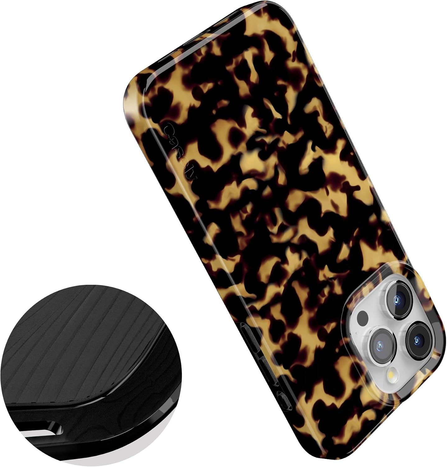 image:imageCasely iPhone 15 Pro Max Case Clear Skies Clear Shimmer Compatible with MagSafe Classic Ultra Slim DesignShell Shocked Tortoise Print