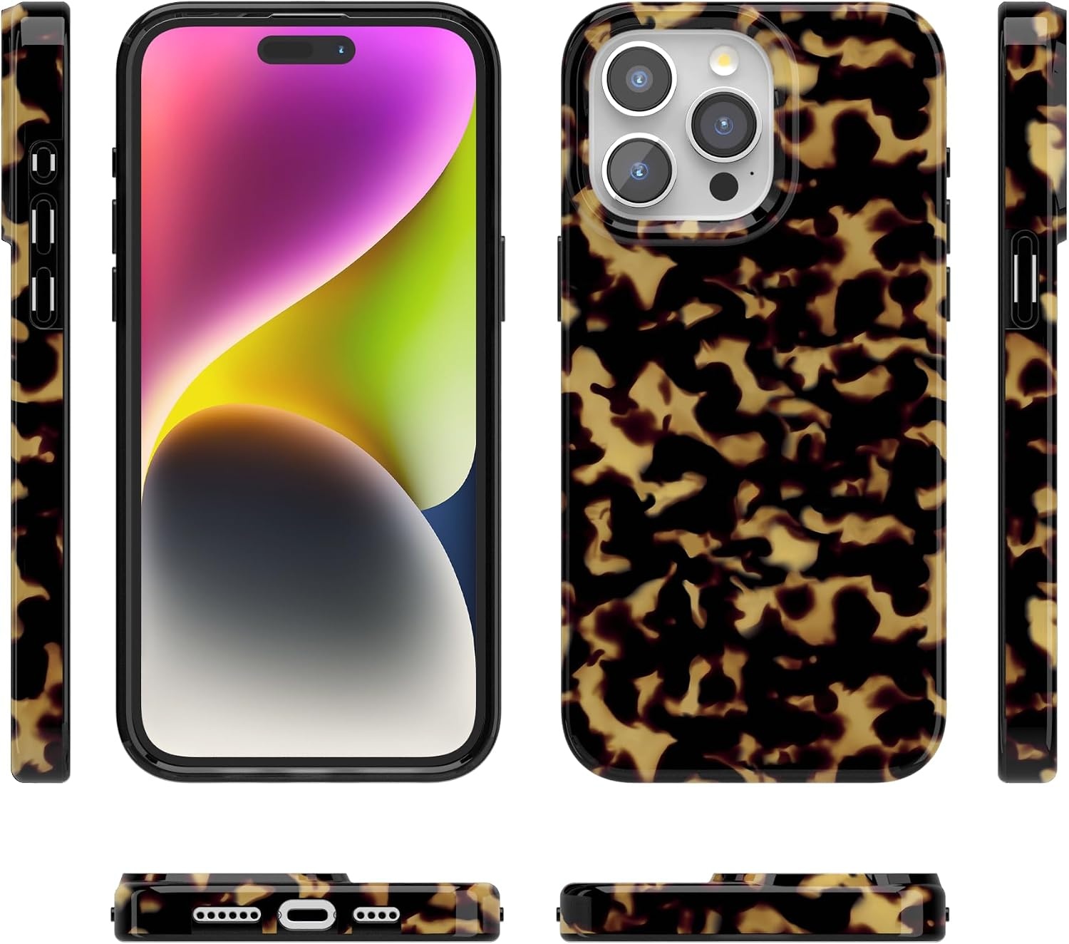 image:imageCasely iPhone 15 Pro Max Case Clear Skies Clear Shimmer Compatible with MagSafe Classic Ultra Slim DesignShell Shocked Tortoise Print