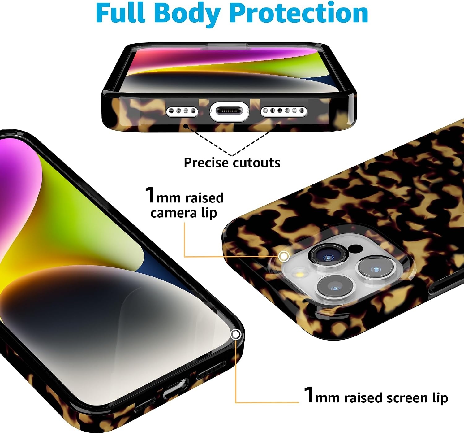 image:imageCasely iPhone 15 Pro Max Case Clear Skies Clear Shimmer Compatible with MagSafe Classic Ultra Slim DesignShell Shocked Tortoise Print