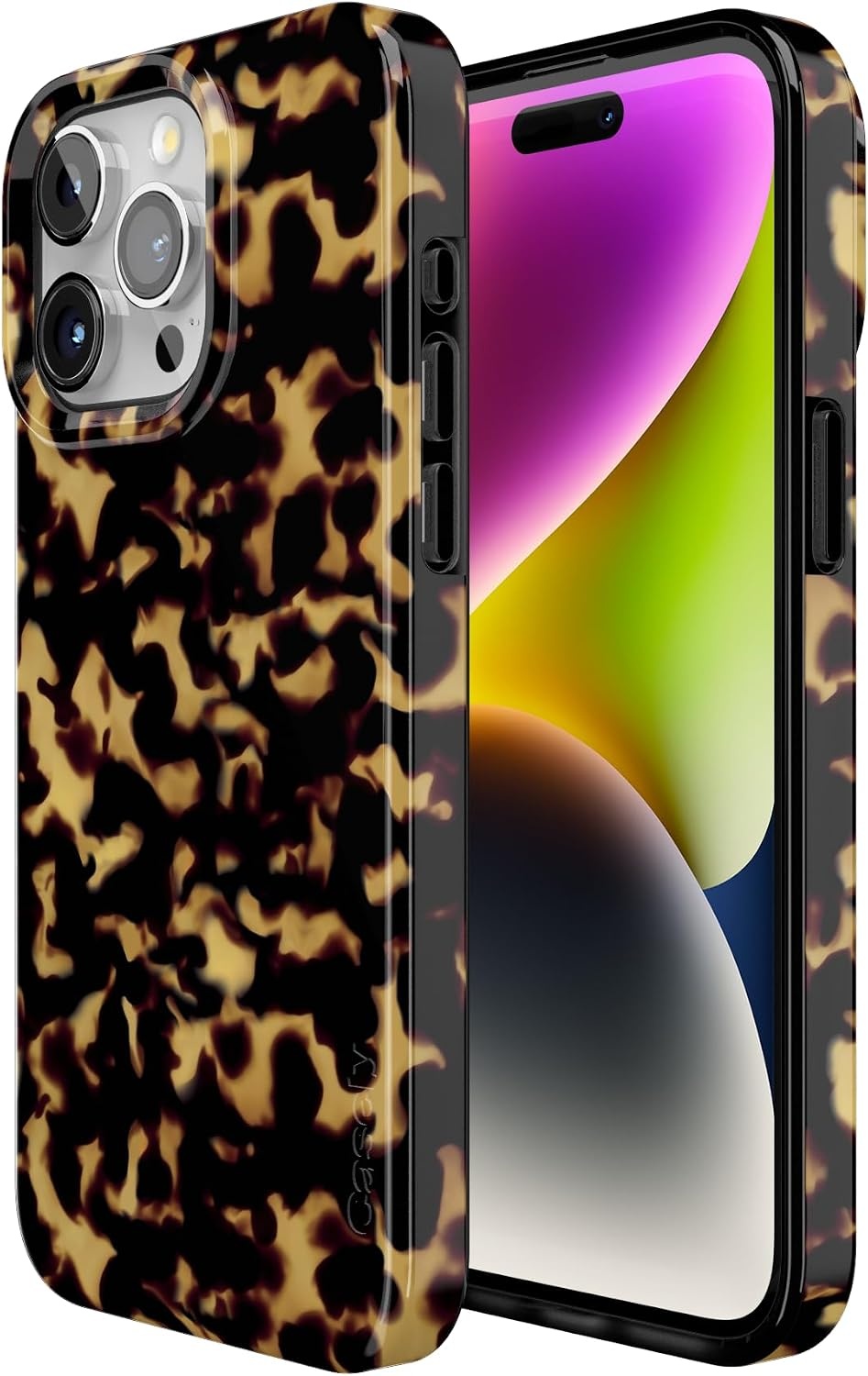 image:imageCasely iPhone 15 Pro Max Case Clear Skies Clear Shimmer Compatible with MagSafe Classic Ultra Slim DesignShell Shocked Tortoise Print