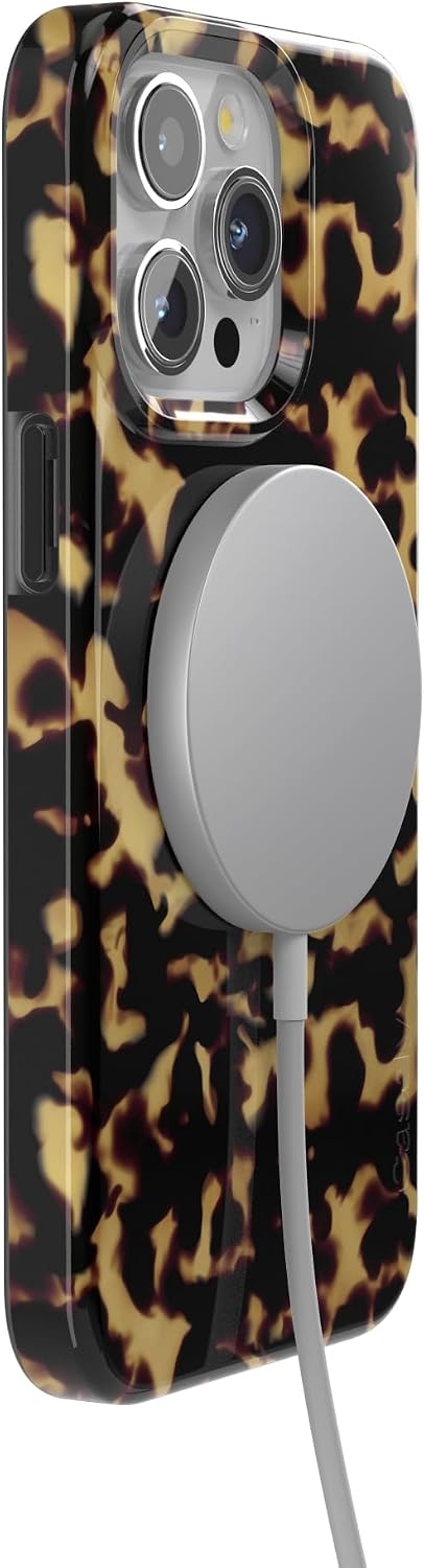 image:imageCasely iPhone 15 Pro Max Case Clear Skies Clear Shimmer Compatible with MagSafe Classic Ultra Slim DesignShell Shocked Tortoise Print