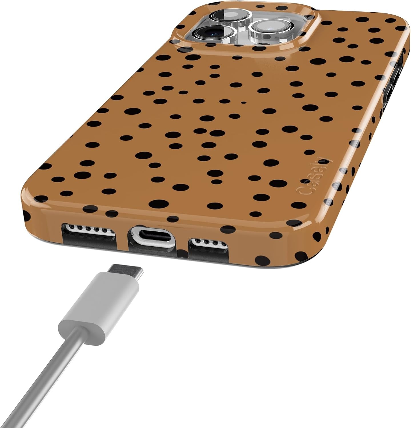 image:imageCasely iPhone 15 Pro Max Case Clear Skies Clear Shimmer Compatible with MagSafe Classic Ultra Slim DesignSpot On Dotted Animal Print