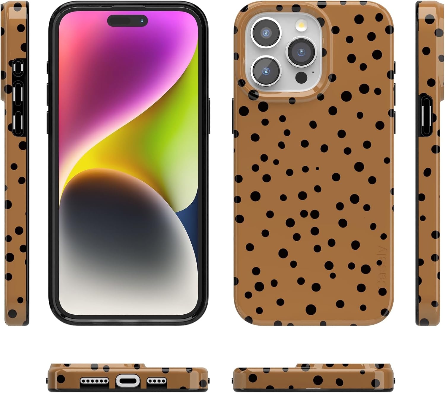 image:imageCasely iPhone 15 Pro Max Case Clear Skies Clear Shimmer Compatible with MagSafe Classic Ultra Slim DesignSpot On Dotted Animal Print