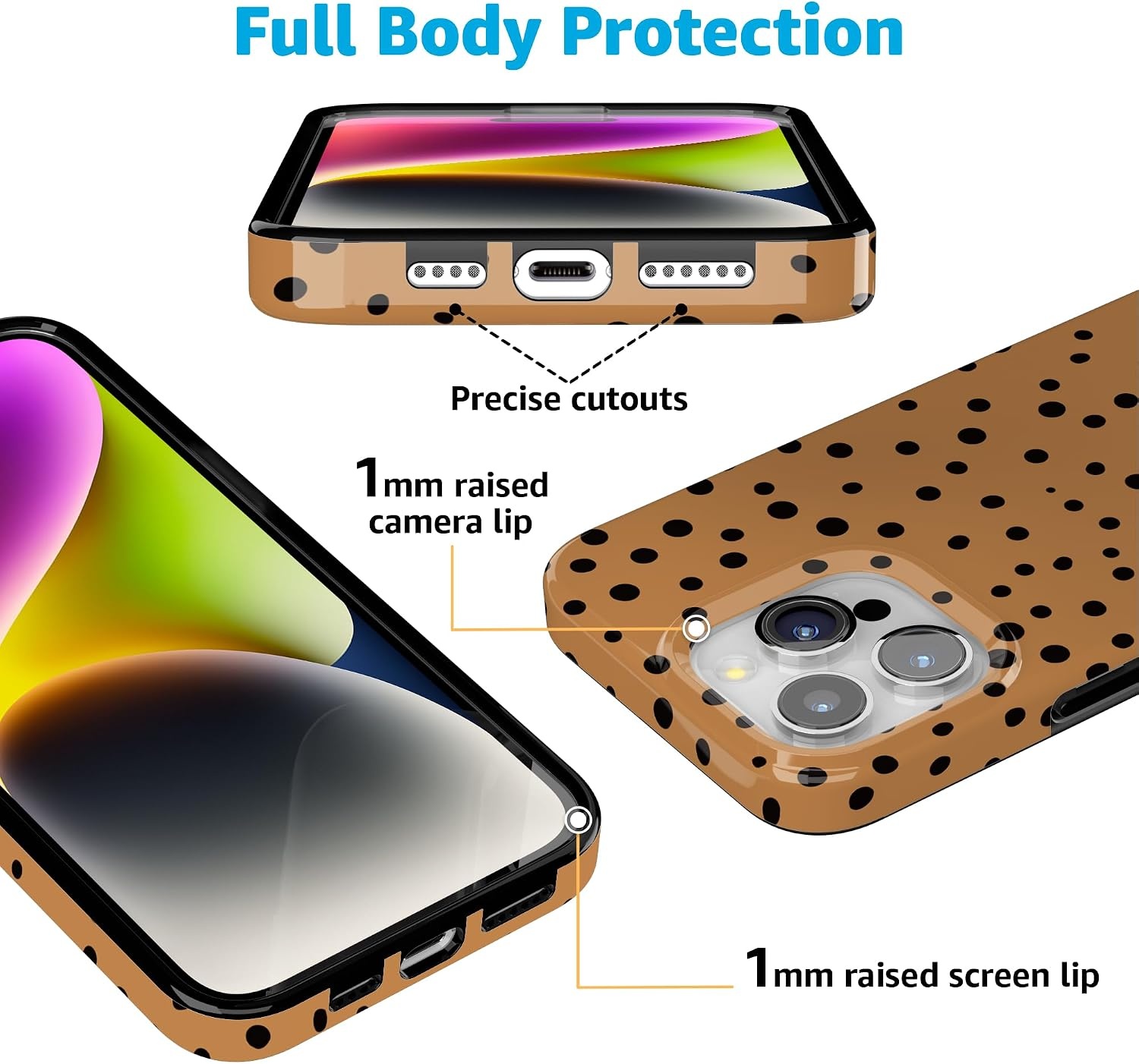 image:imageCasely iPhone 15 Pro Max Case Clear Skies Clear Shimmer Compatible with MagSafe Classic Ultra Slim DesignSpot On Dotted Animal Print