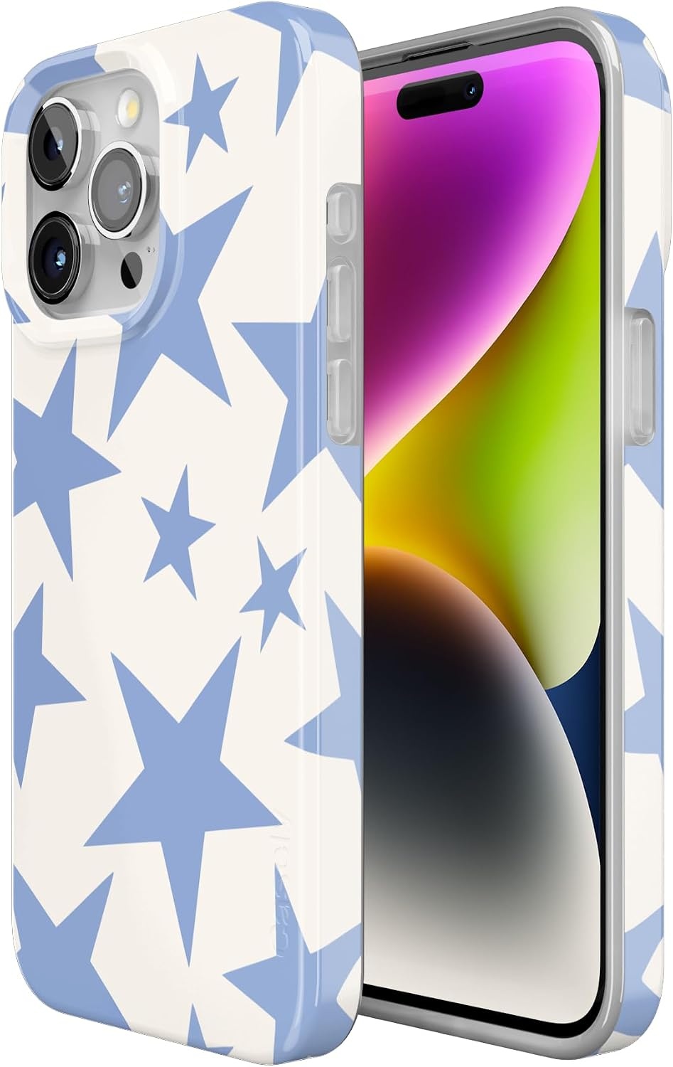 image:imageCasely iPhone 15 Pro Max Case Clear Skies Clear Shimmer Compatible with MagSafe Classic Ultra Slim DesignStars Align Blue White Stars