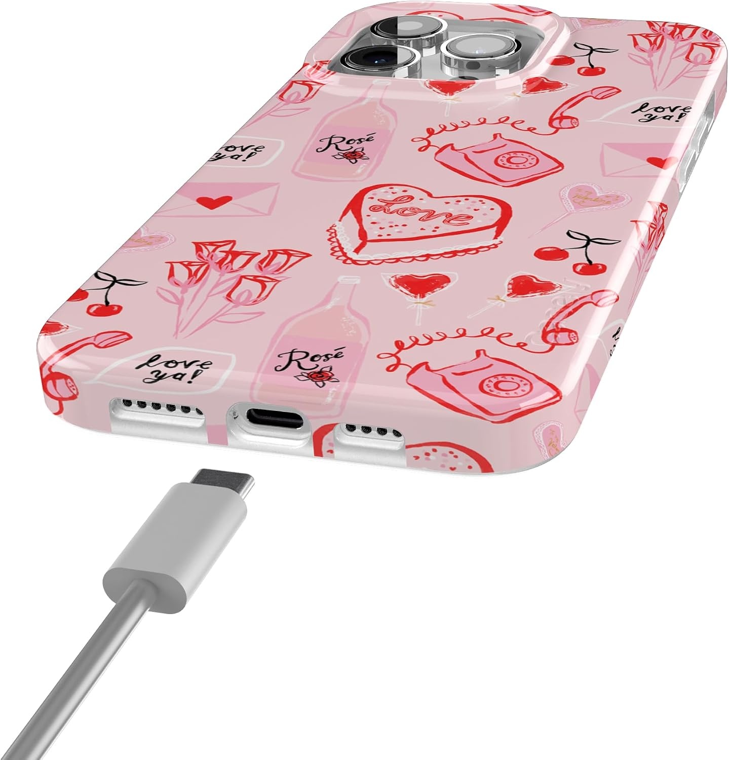 image:imageCasely iPhone 15 Pro Max Case Clear Skies Clear Shimmer Compatible with MagSafe Classic Ultra Slim DesignThats Amore Valentines