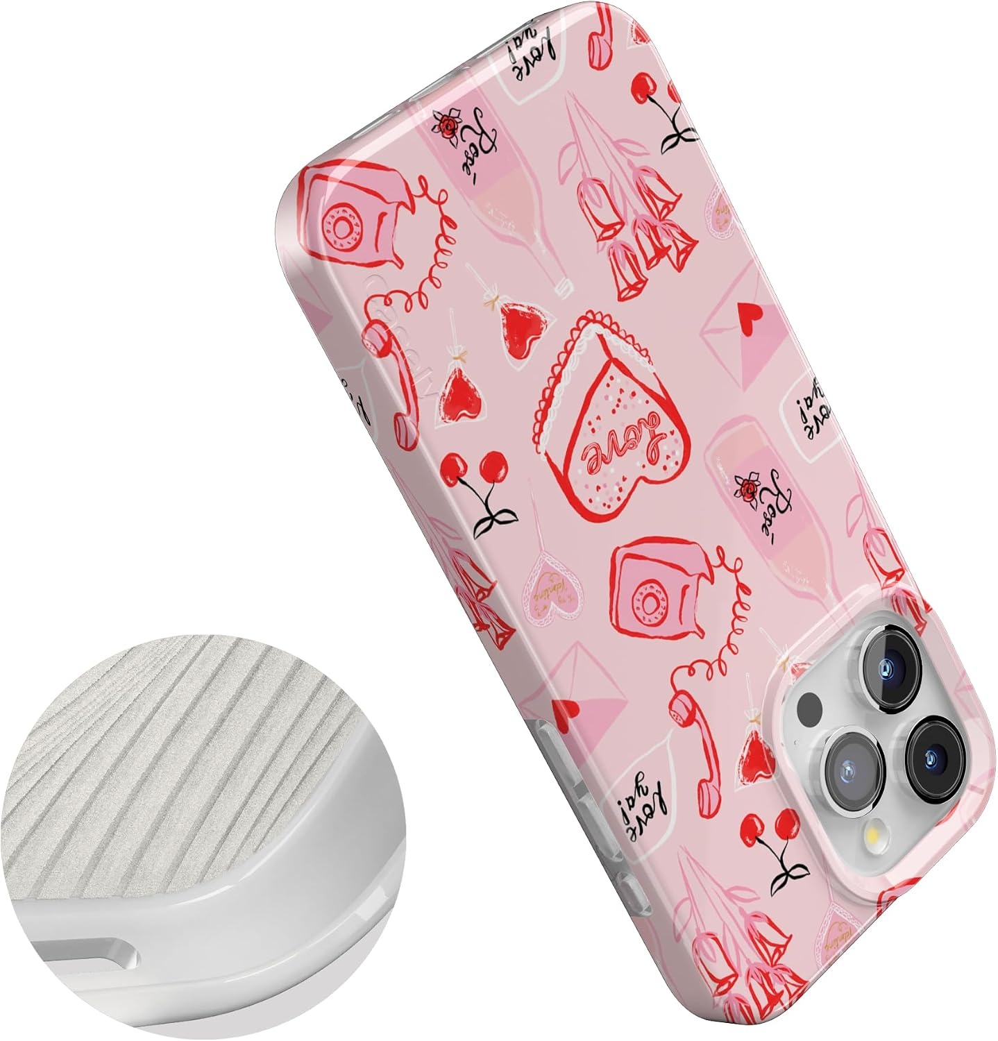 image:imageCasely iPhone 15 Pro Max Case Clear Skies Clear Shimmer Compatible with MagSafe Classic Ultra Slim DesignThats Amore Valentines