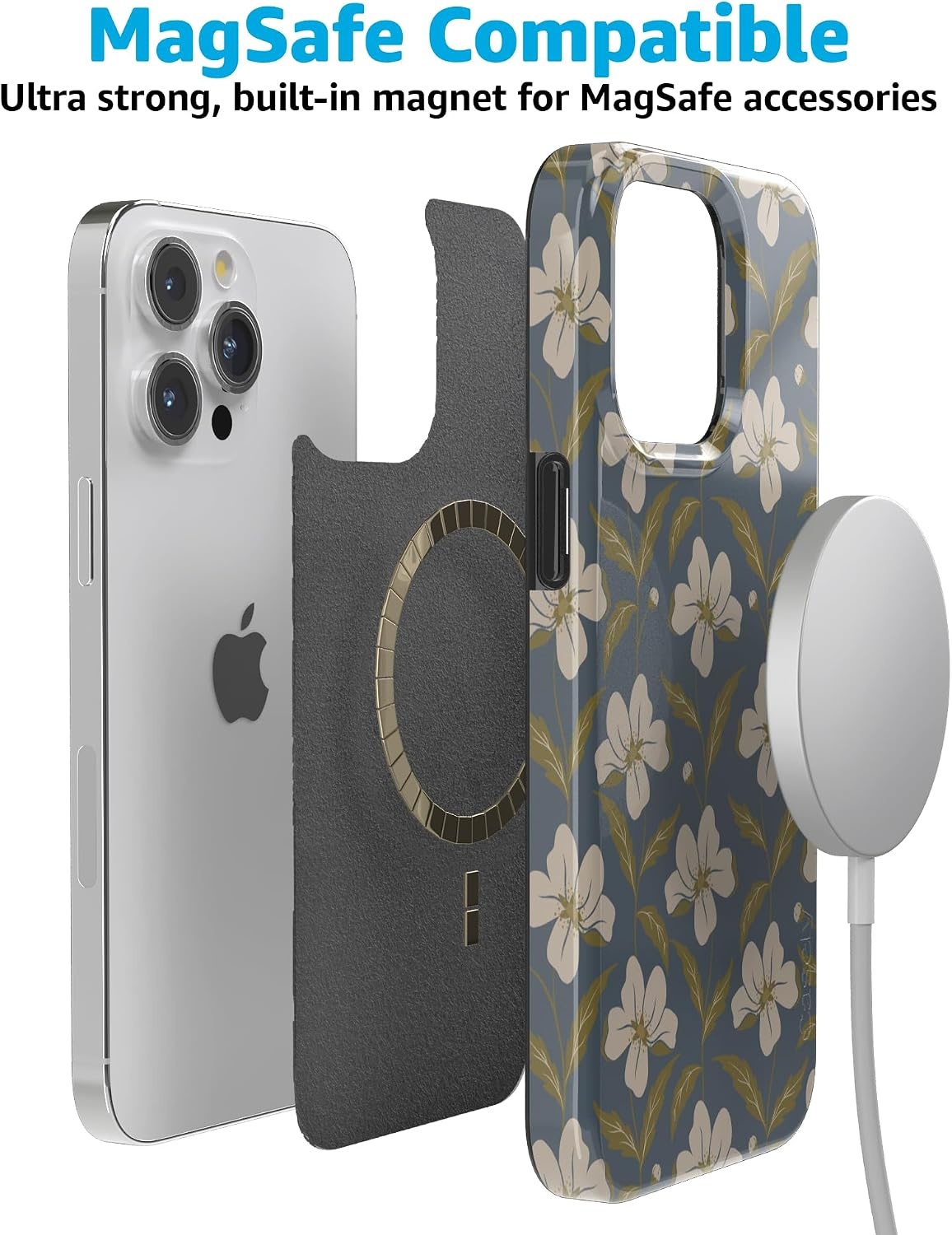 image:imageCasely iPhone 15 Pro Max Case Clear Skies Clear Shimmer Compatible with MagSafe Classic Ultra Slim DesignThe Boyfriend Collection Leid Back