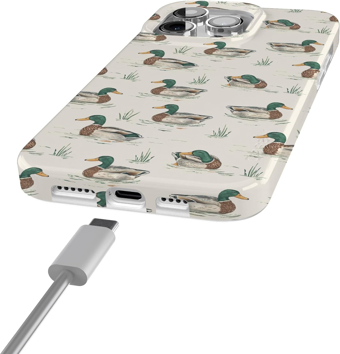image:imageCasely iPhone 15 Pro Max Case Clear Skies Clear Shimmer Compatible with MagSafe Classic Ultra Slim DesignThe Boyfriend Collection Mallard Co