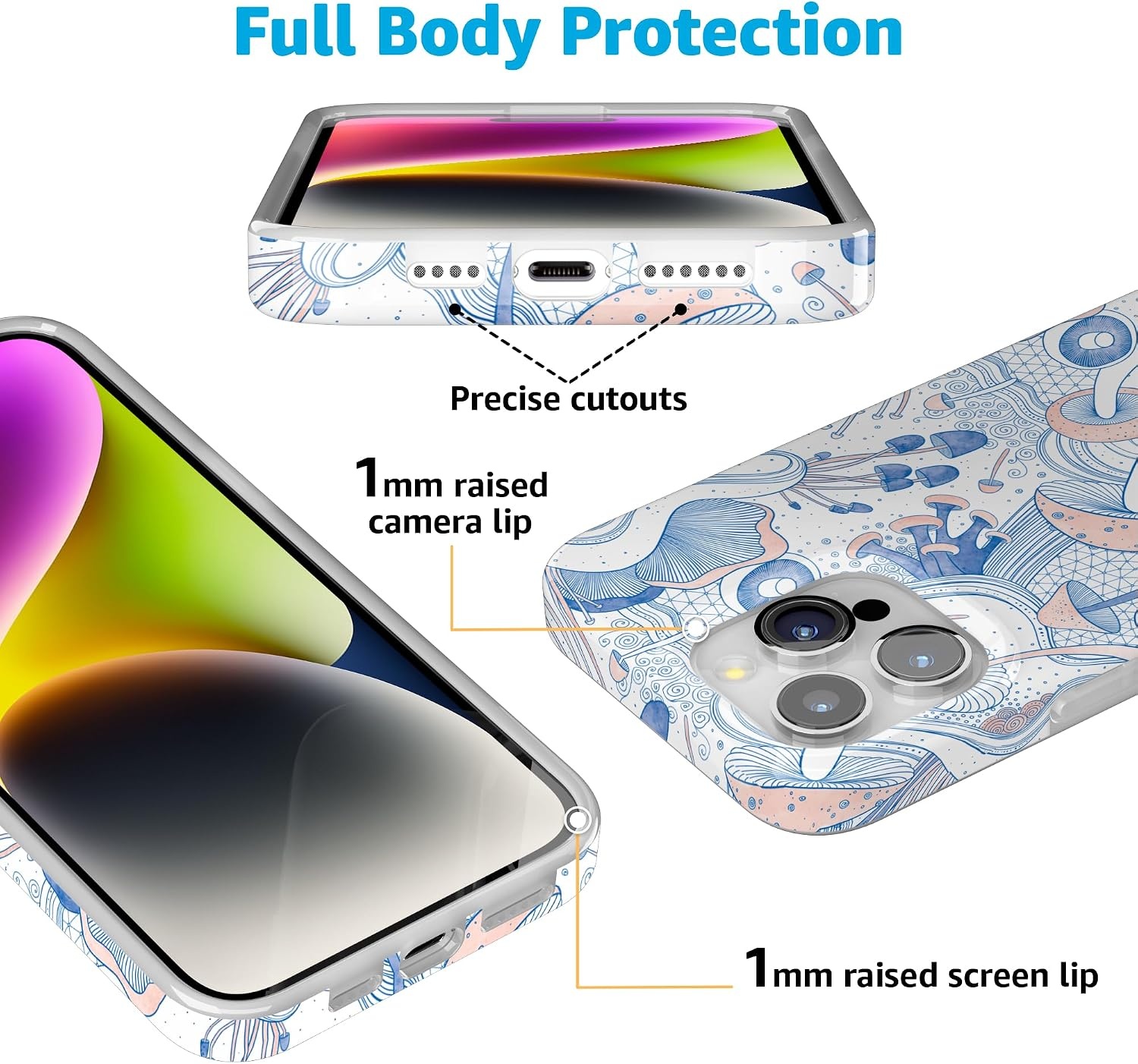 image:imageCasely iPhone 15 Pro Max Case Clear Skies Clear Shimmer Compatible with MagSafe Classic Ultra Slim DesignThe Fun Guy Enchanted Forest Mushroom Floral
