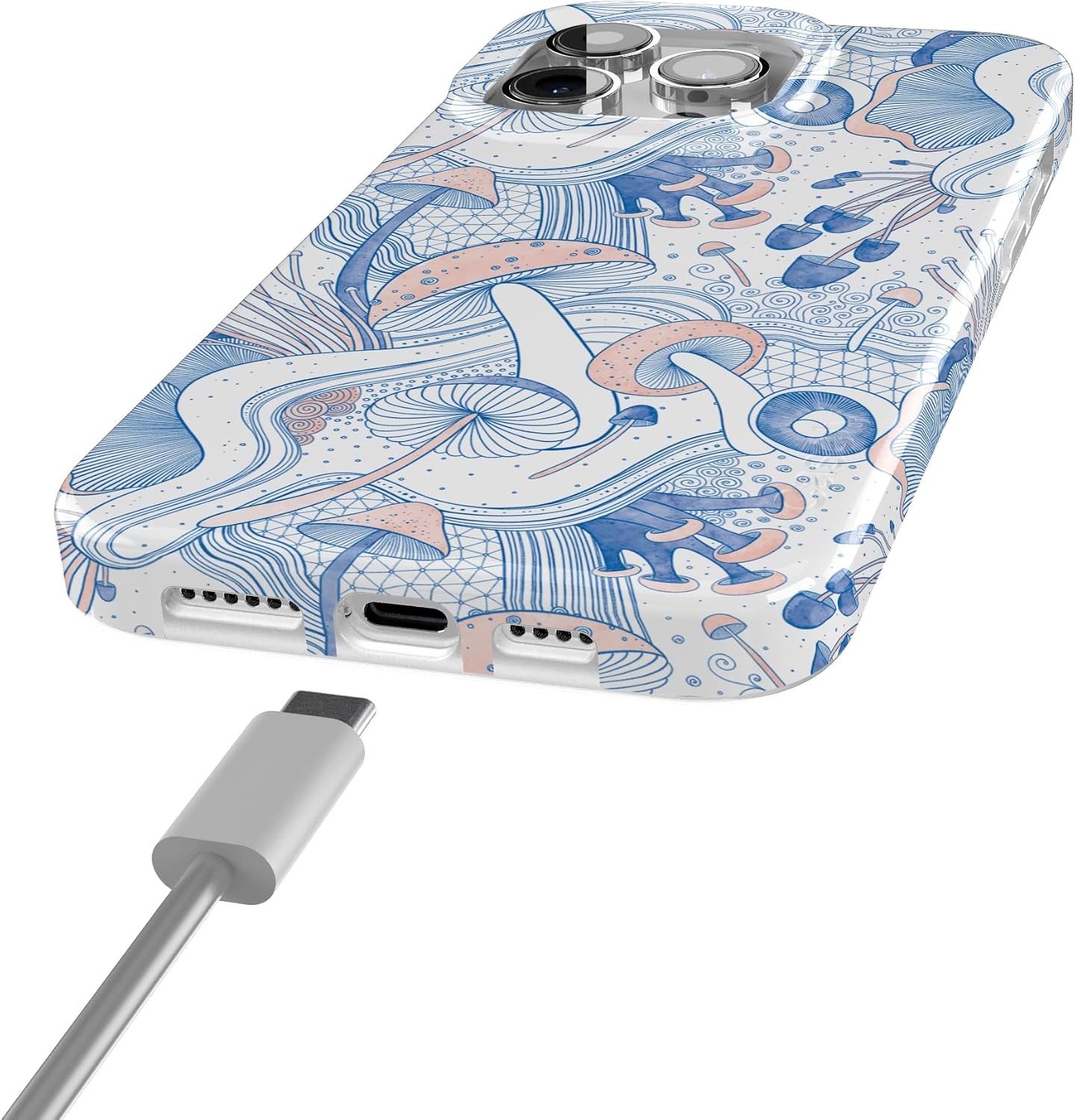 image:imageCasely iPhone 15 Pro Max Case Clear Skies Clear Shimmer Compatible with MagSafe Classic Ultra Slim DesignThe Fun Guy Enchanted Forest Mushroom Floral