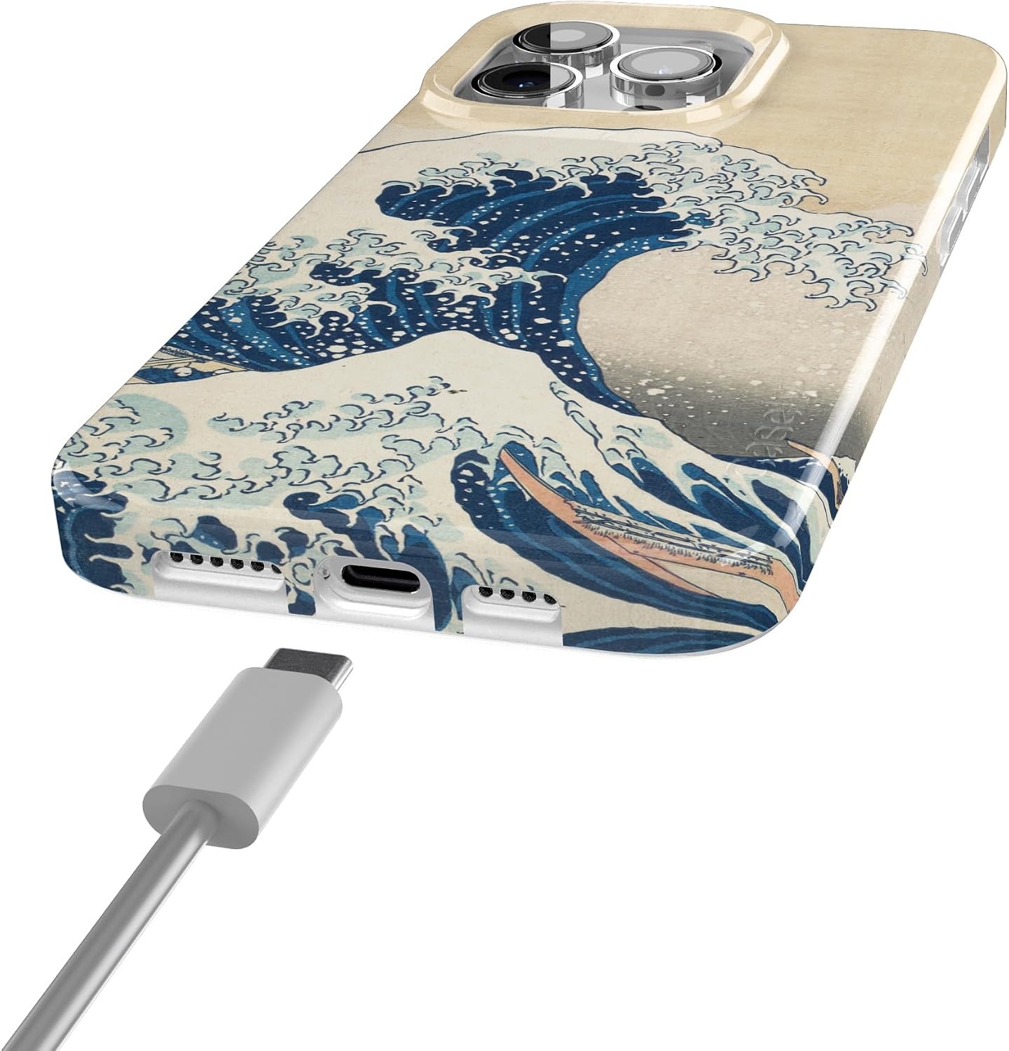 image:imageCasely iPhone 15 Pro Max Case Clear Skies Clear Shimmer Compatible with MagSafe Classic Ultra Slim DesignThe Great Wave The Met Museum