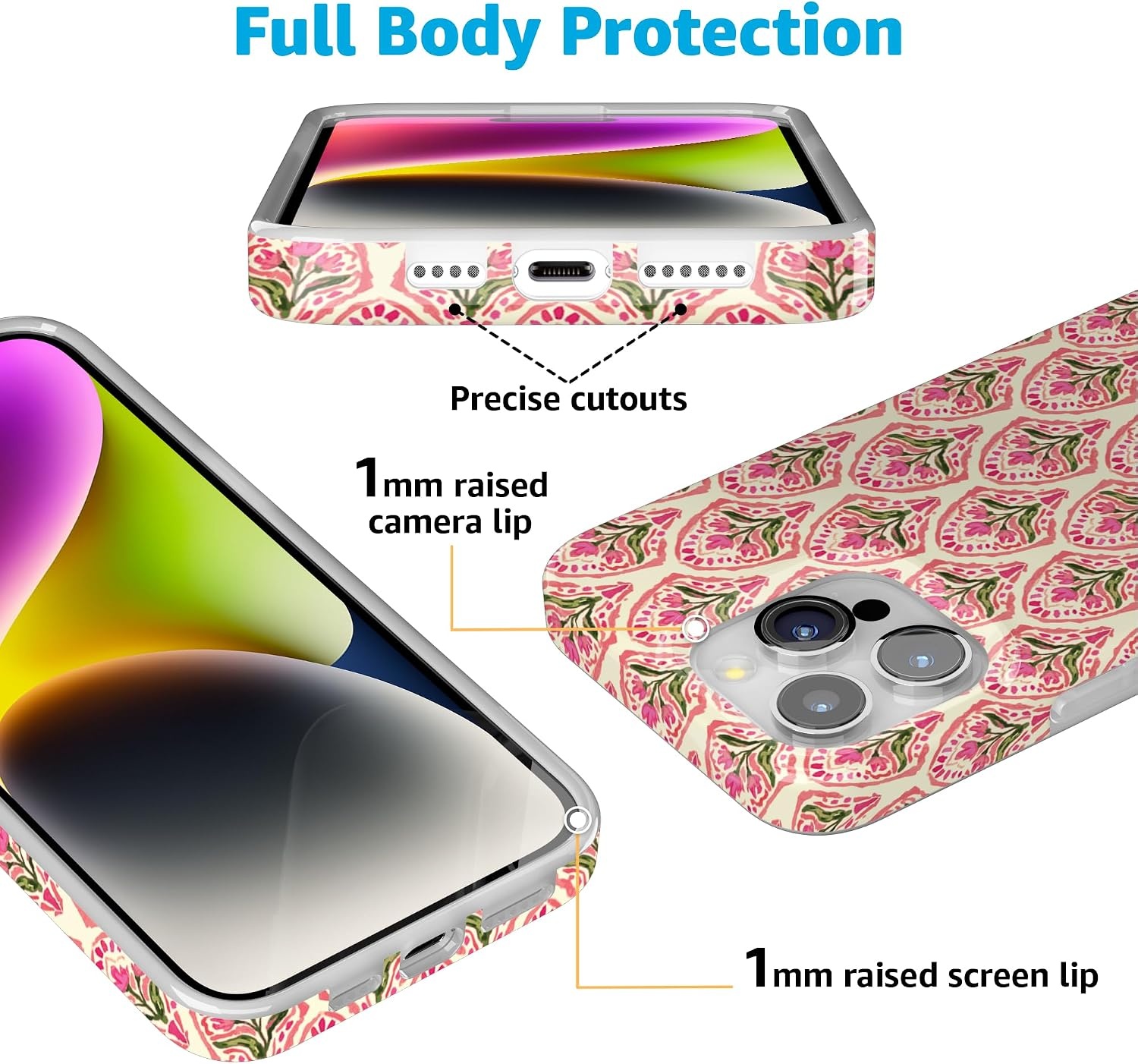 image:imageCasely iPhone 15 Pro Max Case Clear Skies Clear Shimmer Compatible with MagSafe Classic Ultra Slim DesignTulip Tapestry Jenna Palek x Casely