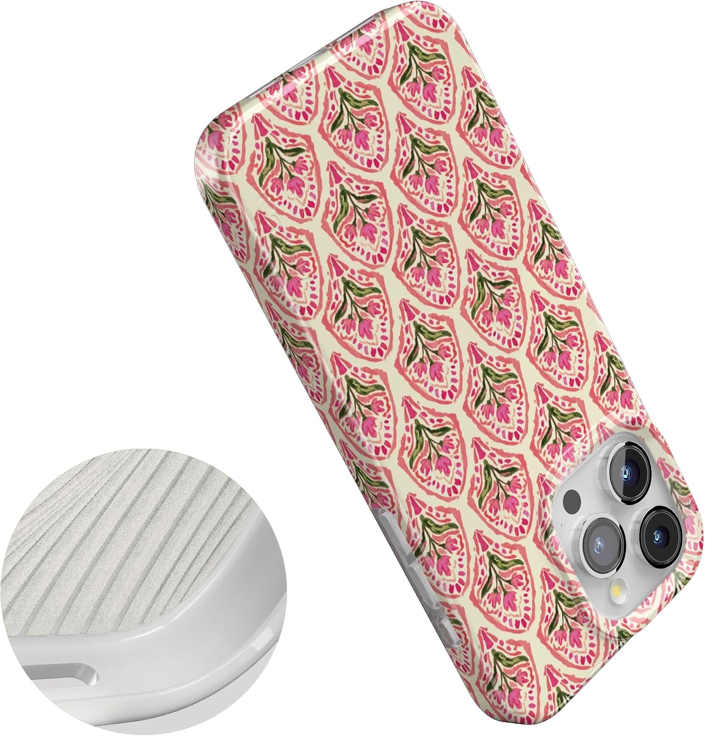 image:imageCasely iPhone 15 Pro Max Case Clear Skies Clear Shimmer Compatible with MagSafe Classic Ultra Slim DesignTulip Tapestry Jenna Palek x Casely