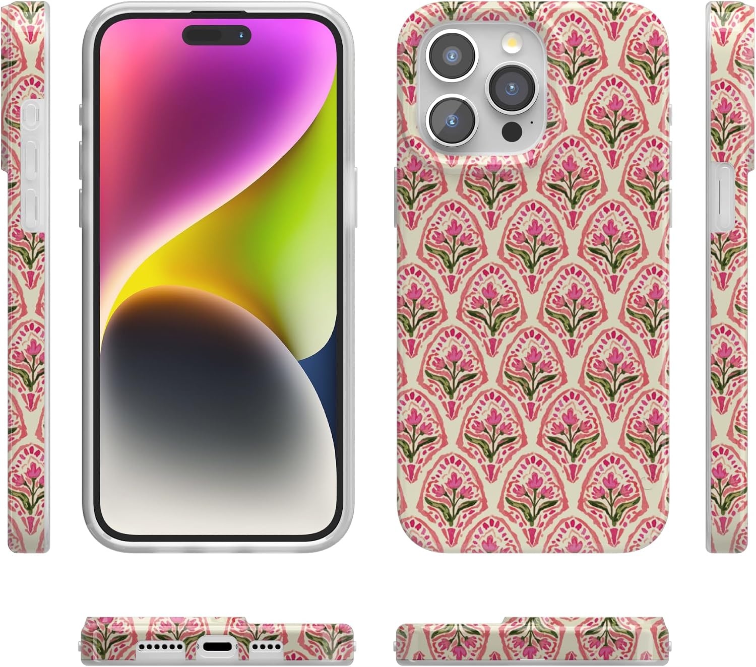 image:imageCasely iPhone 15 Pro Max Case Clear Skies Clear Shimmer Compatible with MagSafe Classic Ultra Slim DesignTulip Tapestry Jenna Palek x Casely