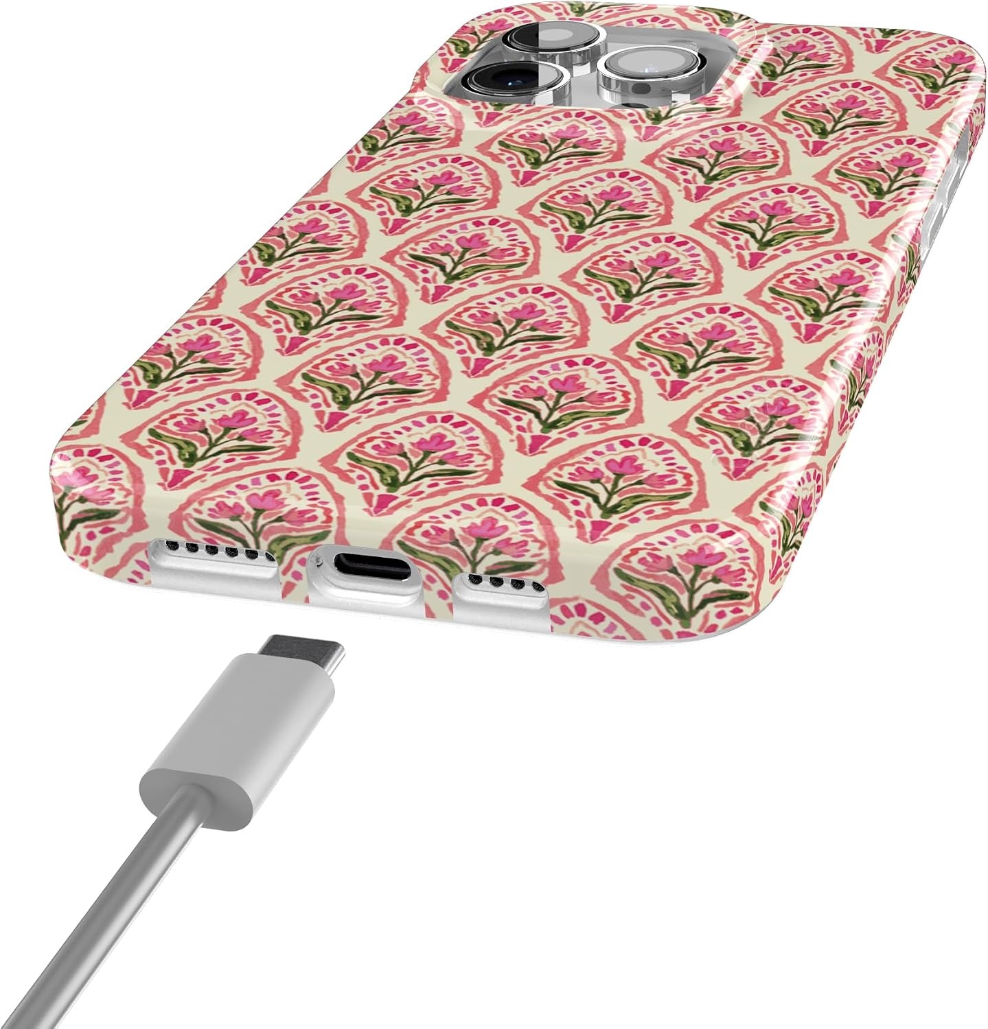 image:imageCasely iPhone 15 Pro Max Case Clear Skies Clear Shimmer Compatible with MagSafe Classic Ultra Slim DesignTulip Tapestry Jenna Palek x Casely