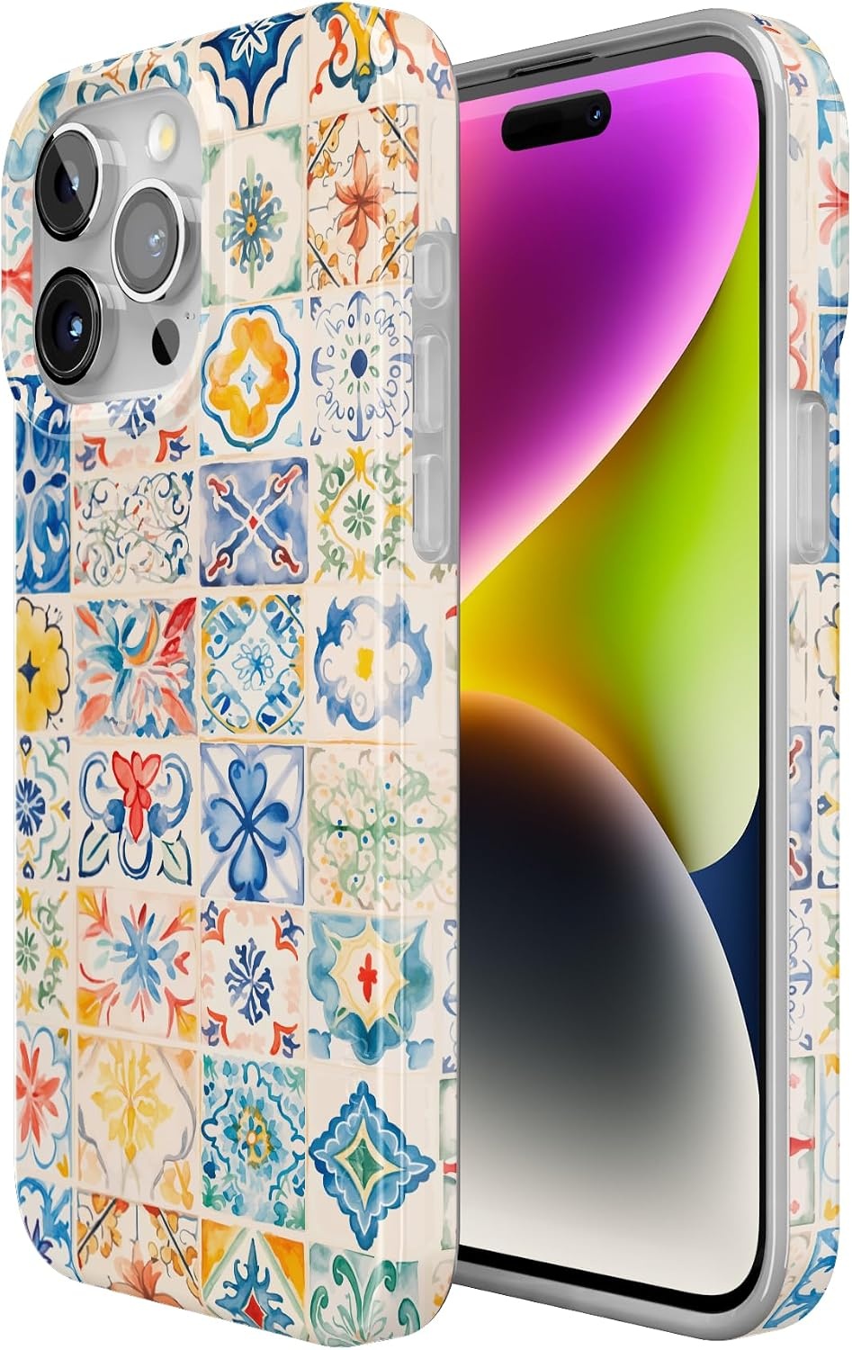 image:imageCasely iPhone 15 Pro Max Case Clear Skies Clear Shimmer Compatible with MagSafe Classic Ultra Slim DesignTuscan Tiles Dolce Vita