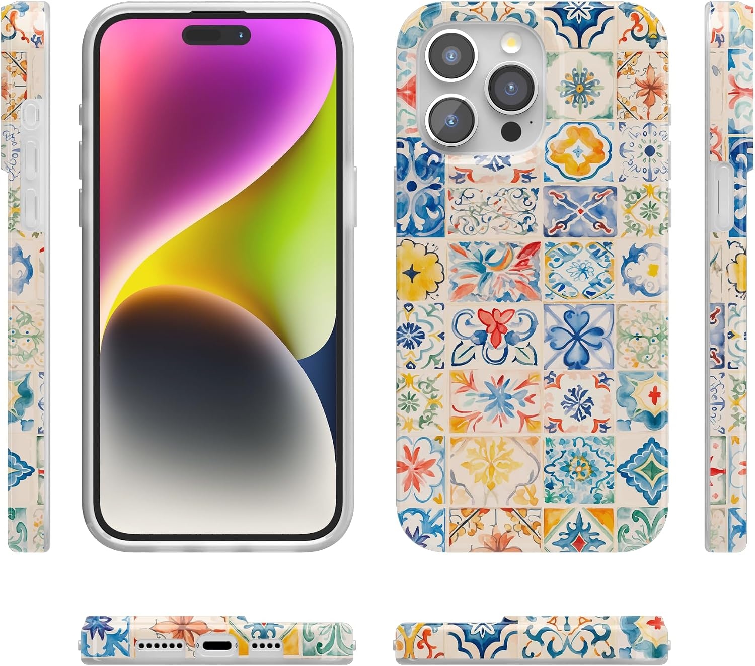 image:imageCasely iPhone 15 Pro Max Case Clear Skies Clear Shimmer Compatible with MagSafe Classic Ultra Slim DesignTuscan Tiles Dolce Vita