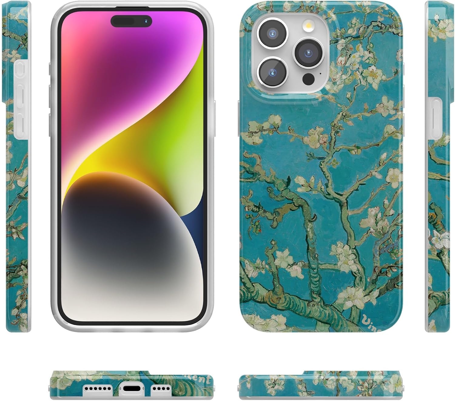 image:imageCasely iPhone 15 Pro Max Case Clear Skies Clear Shimmer Compatible with MagSafe Classic Ultra Slim DesignVan Gogh Almond Blossom Floral