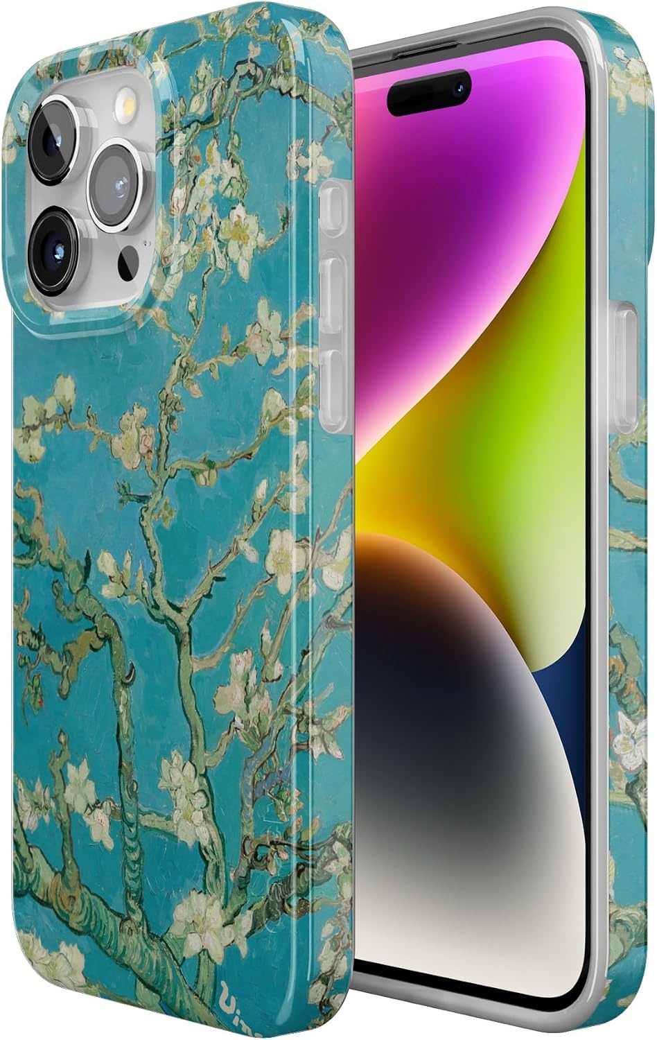 image:imageCasely iPhone 15 Pro Max Case Clear Skies Clear Shimmer Compatible with MagSafe Classic Ultra Slim DesignVan Gogh Almond Blossom Floral