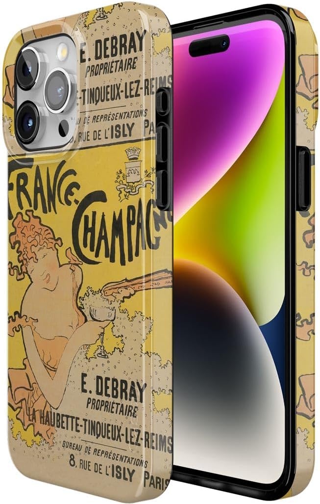 image:imageCasely iPhone 15 Pro Max Case Clear Skies Clear Shimmer Compatible with MagSafe Classic Ultra Slim DesignVan Gogh French Bubbly