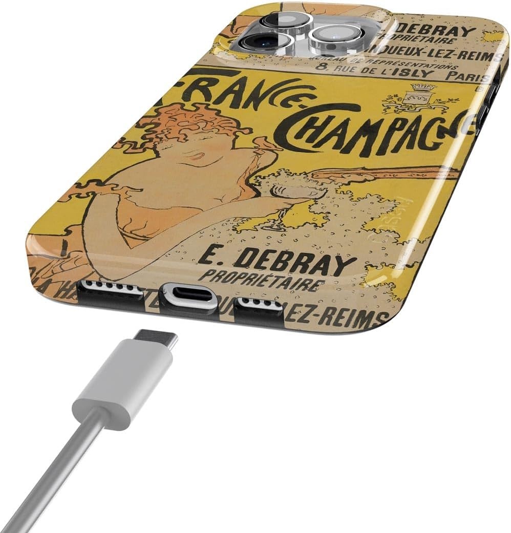 image:imageCasely iPhone 15 Pro Max Case Clear Skies Clear Shimmer Compatible with MagSafe Classic Ultra Slim DesignVan Gogh French Bubbly