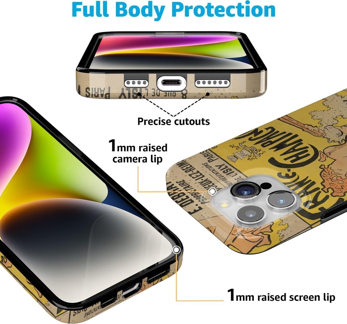 image:imageCasely iPhone 15 Pro Max Case Clear Skies Clear Shimmer Compatible with MagSafe Classic Ultra Slim DesignVan Gogh French Bubbly