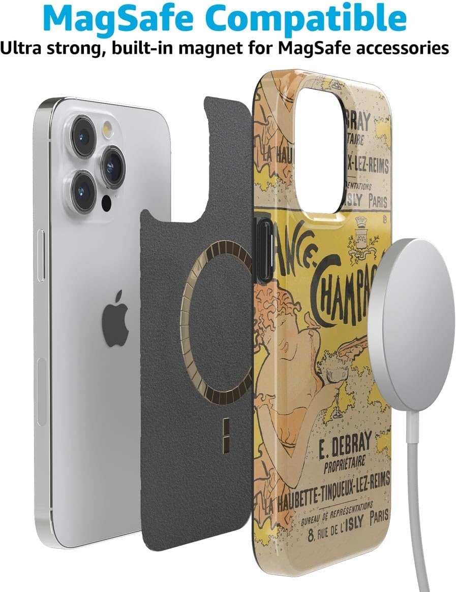 image:imageCasely iPhone 15 Pro Max Case Clear Skies Clear Shimmer Compatible with MagSafe Classic Ultra Slim DesignVan Gogh French Bubbly