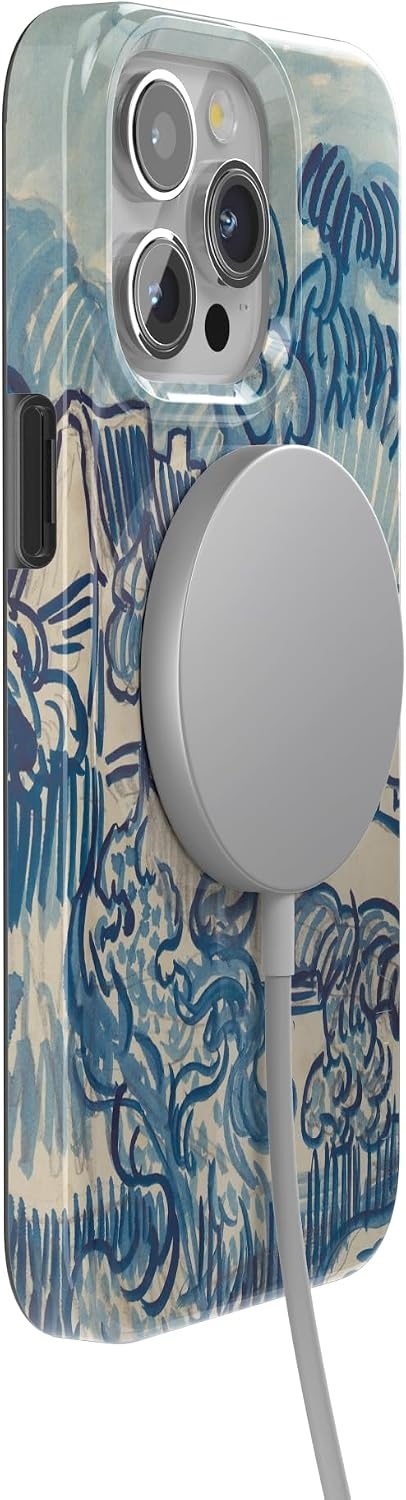 image:imageCasely iPhone 15 Pro Max Case Clear Skies Clear Shimmer Compatible with MagSafe Classic Ultra Slim DesignVan Gogh Landscape With Houses