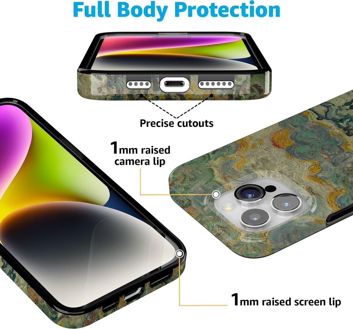 image:imageCasely iPhone 15 Pro Max Case Clear Skies Clear Shimmer Compatible with MagSafe Classic Ultra Slim DesignVan Gogh Reminiscence of Vincent