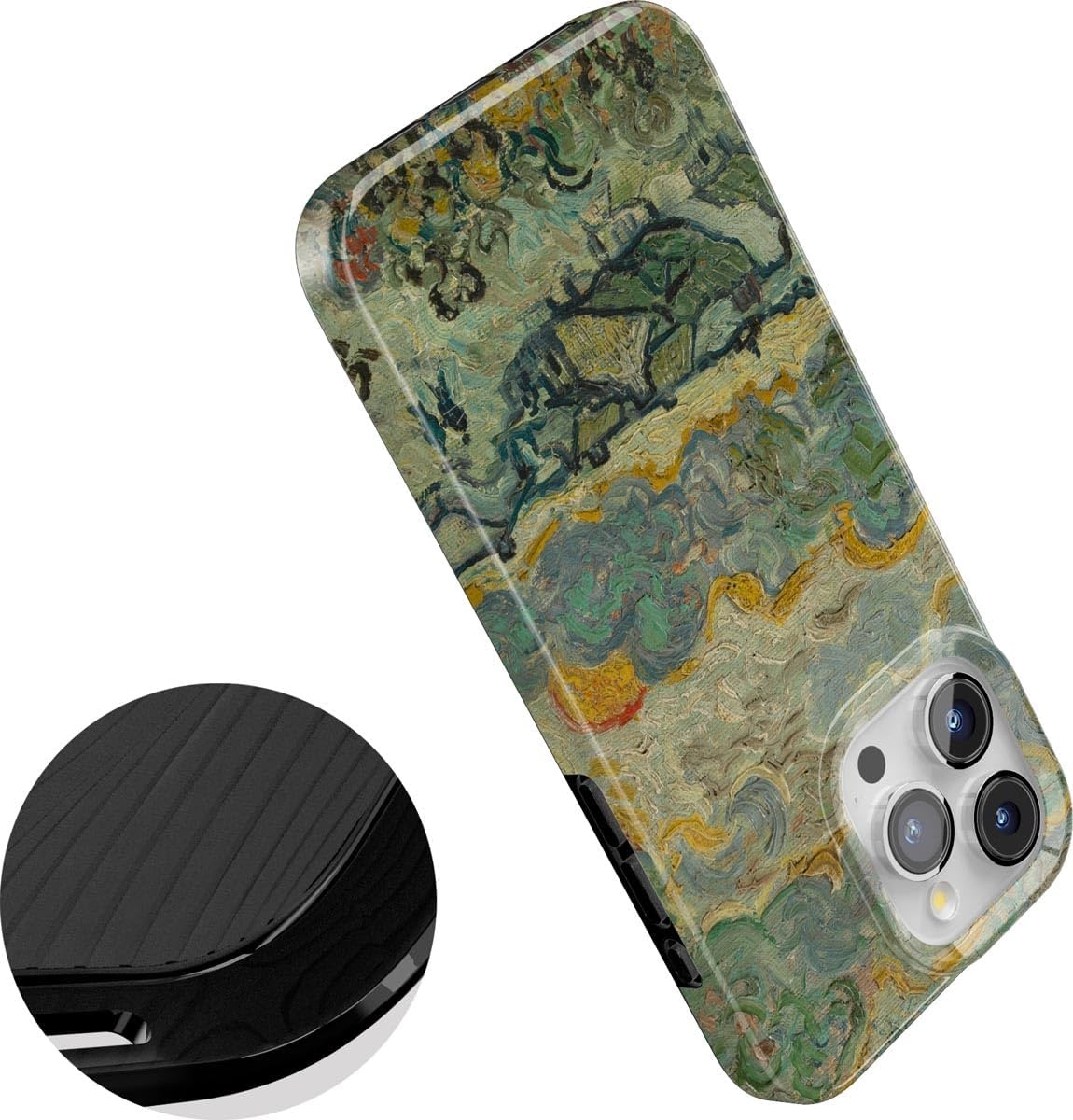 image:imageCasely iPhone 15 Pro Max Case Clear Skies Clear Shimmer Compatible with MagSafe Classic Ultra Slim DesignVan Gogh Reminiscence of Vincent