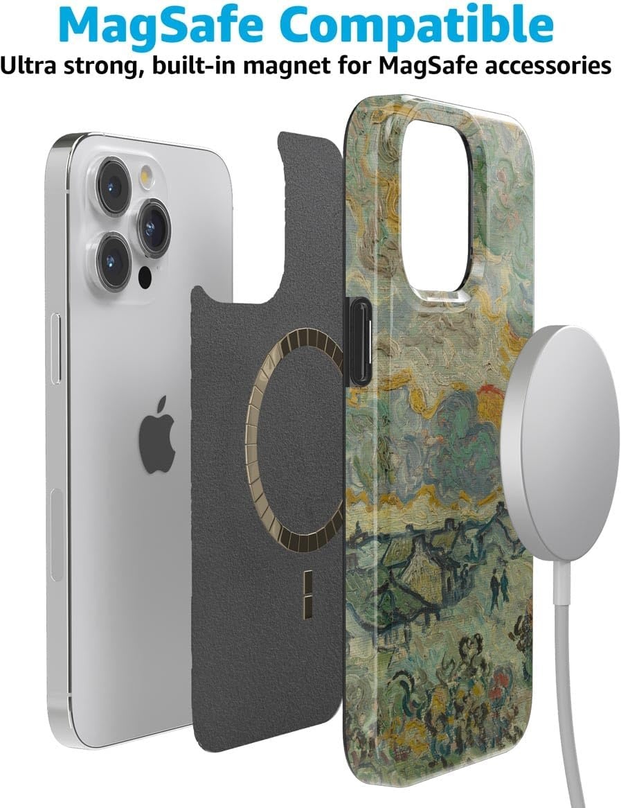 image:imageCasely iPhone 15 Pro Max Case Clear Skies Clear Shimmer Compatible with MagSafe Classic Ultra Slim DesignVan Gogh Reminiscence of Vincent