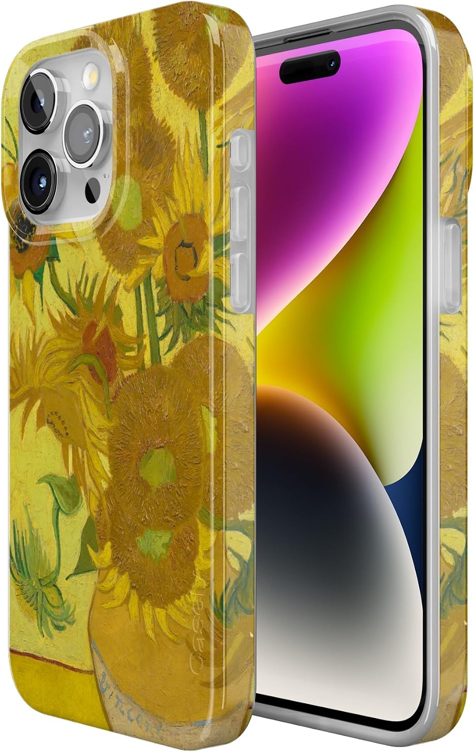 image:imageCasely iPhone 15 Pro Max Case Clear Skies Clear Shimmer Compatible with MagSafe Classic Ultra Slim DesignVan Gogh Sunflowers Floral