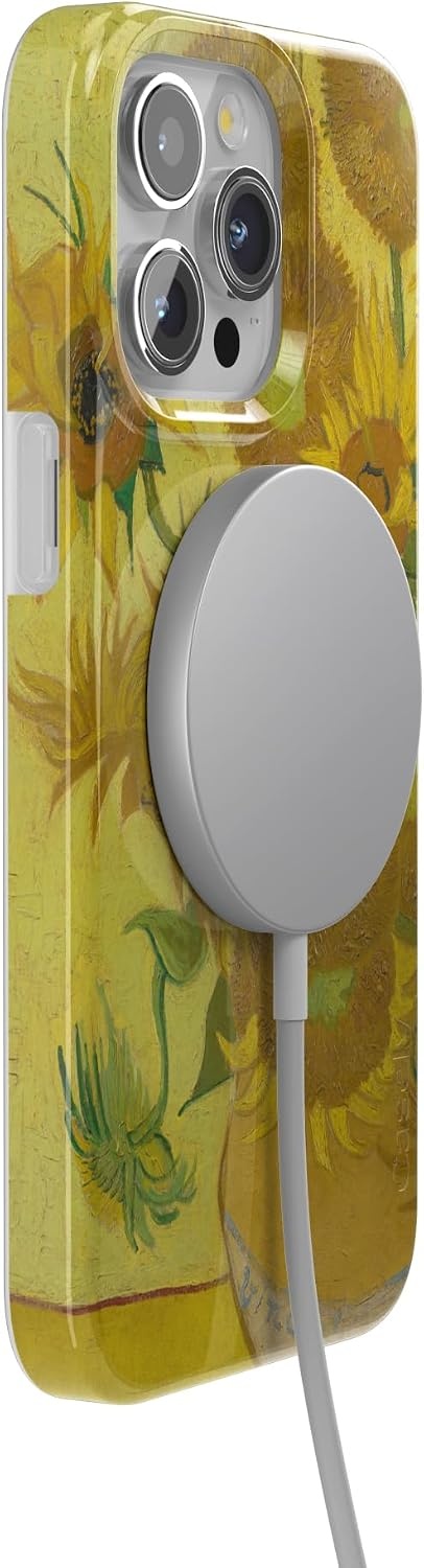 image:imageCasely iPhone 15 Pro Max Case Clear Skies Clear Shimmer Compatible with MagSafe Classic Ultra Slim DesignVan Gogh Sunflowers Floral