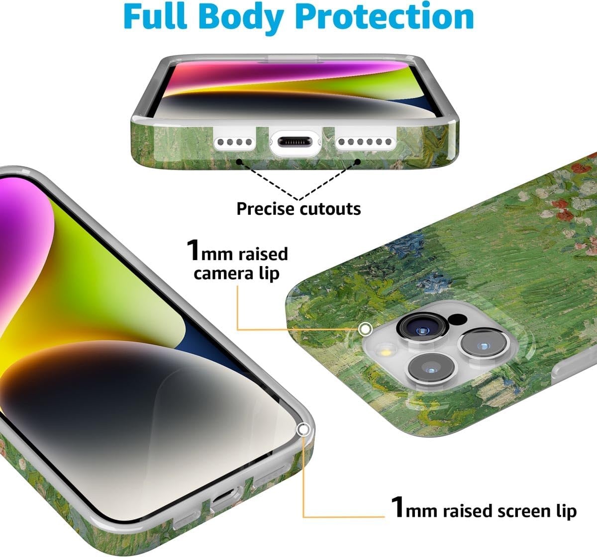 image:imageCasely iPhone 15 Pro Max Case Clear Skies Clear Shimmer Compatible with MagSafe Classic Ultra Slim DesignVan Gogh Vincents Admired Garden