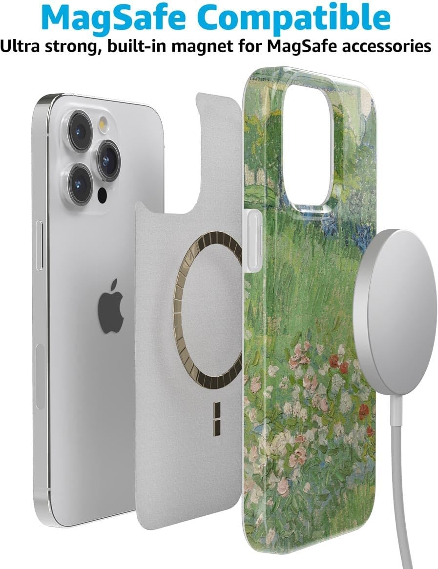 image:imageCasely iPhone 15 Pro Max Case Clear Skies Clear Shimmer Compatible with MagSafe Classic Ultra Slim DesignVan Gogh Vincents Admired Garden