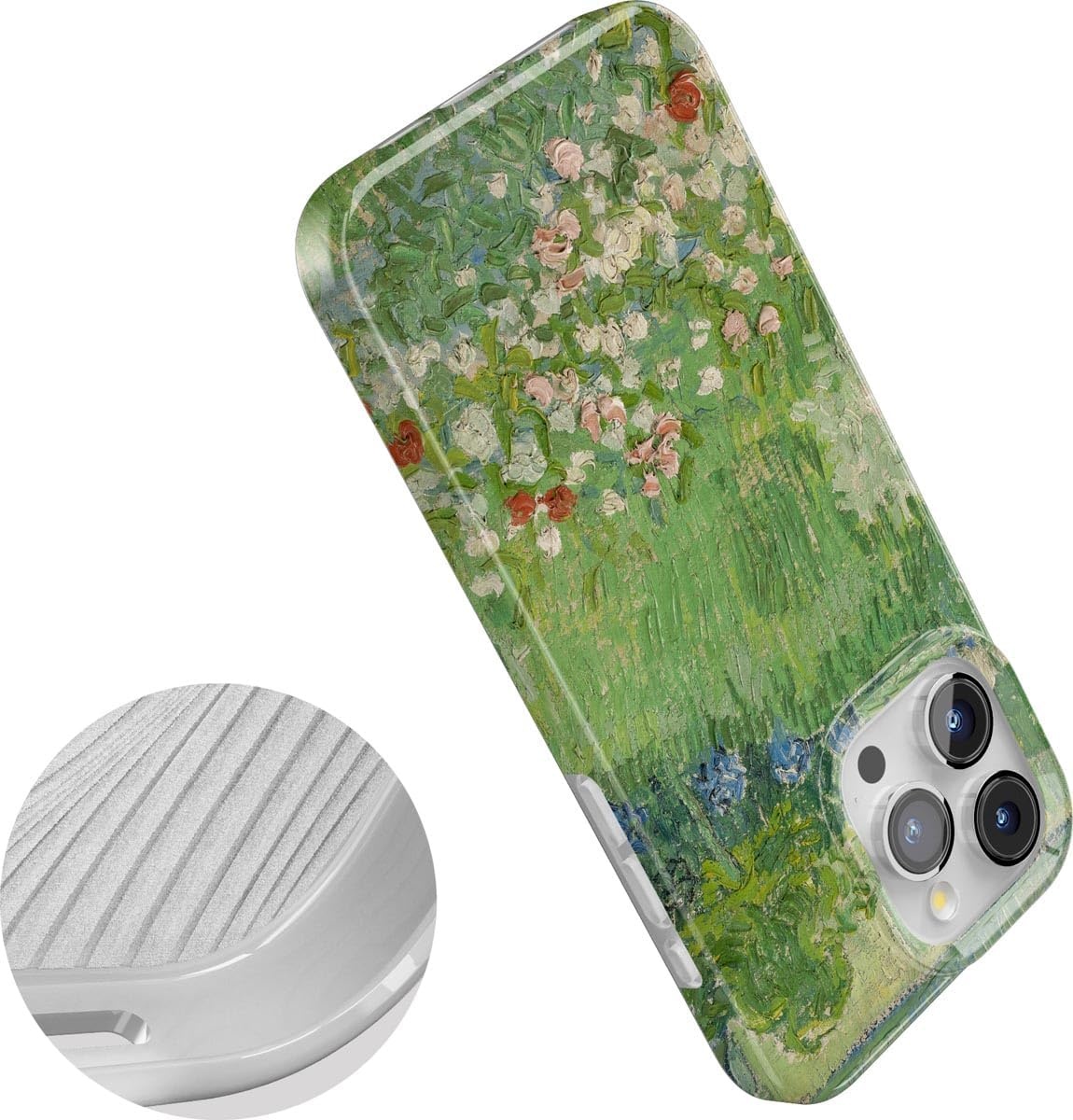 image:imageCasely iPhone 15 Pro Max Case Clear Skies Clear Shimmer Compatible with MagSafe Classic Ultra Slim DesignVan Gogh Vincents Admired Garden
