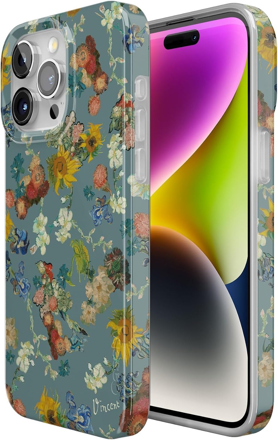 image:imageCasely iPhone 15 Pro Max Case Clear Skies Clear Shimmer Compatible with MagSafe Classic Ultra Slim DesignVan Gogh Vincents Flowers