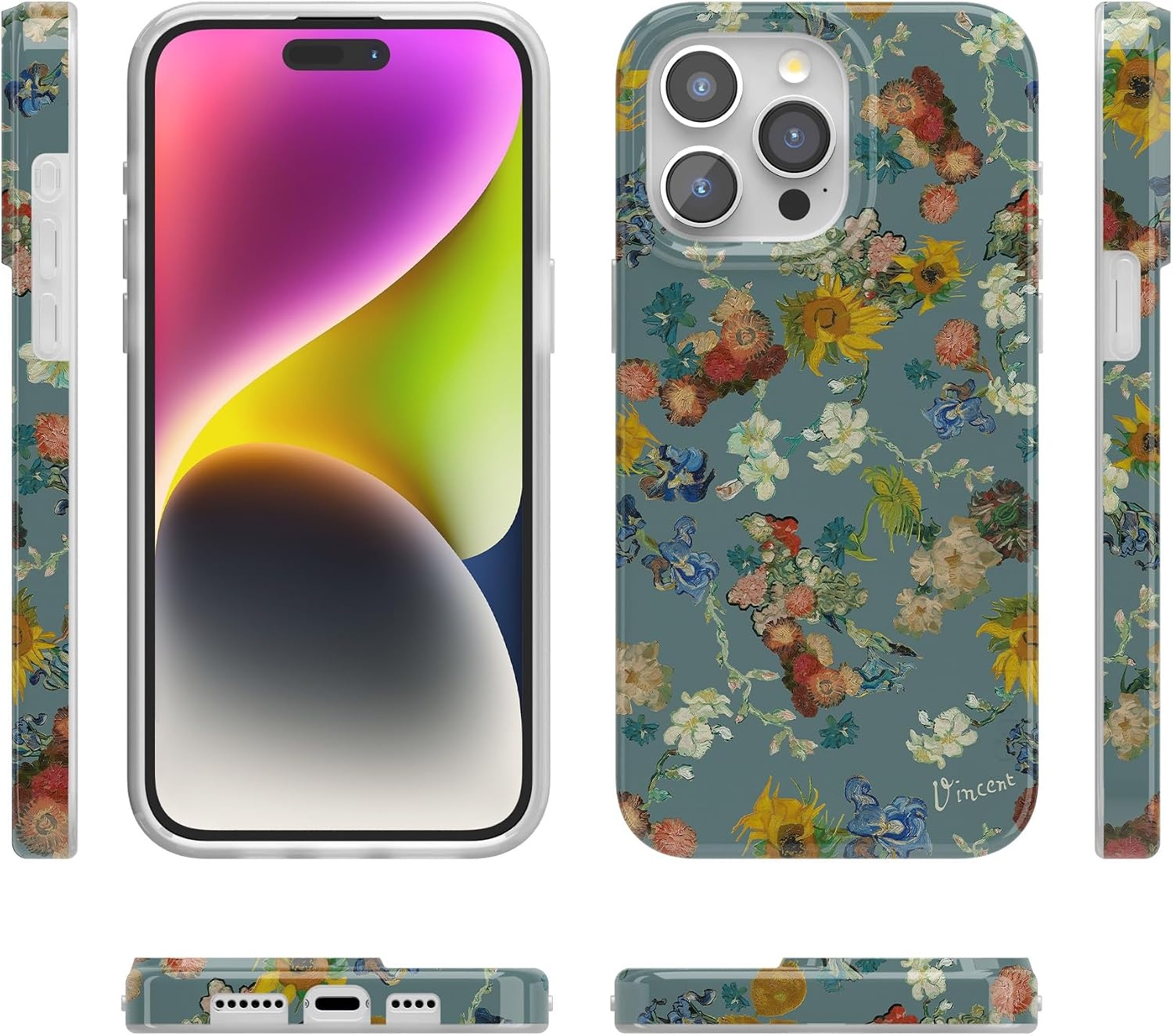 image:imageCasely iPhone 15 Pro Max Case Clear Skies Clear Shimmer Compatible with MagSafe Classic Ultra Slim DesignVan Gogh Vincents Flowers