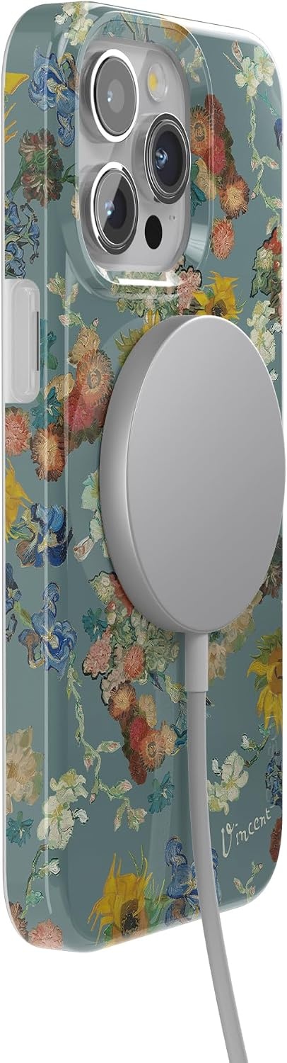 image:imageCasely iPhone 15 Pro Max Case Clear Skies Clear Shimmer Compatible with MagSafe Classic Ultra Slim DesignVan Gogh Vincents Flowers