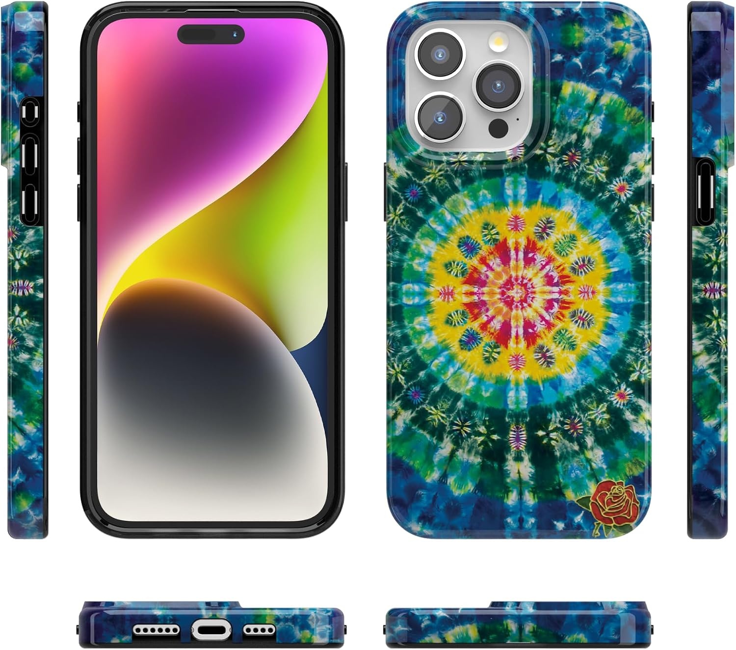 image:imageCasely iPhone 15 Pro Max Case Clear Skies Clear Shimmer Compatible with MagSafe Classic Ultra Slim DesignVeneta Tapestry Grateful Dead Tie Dye