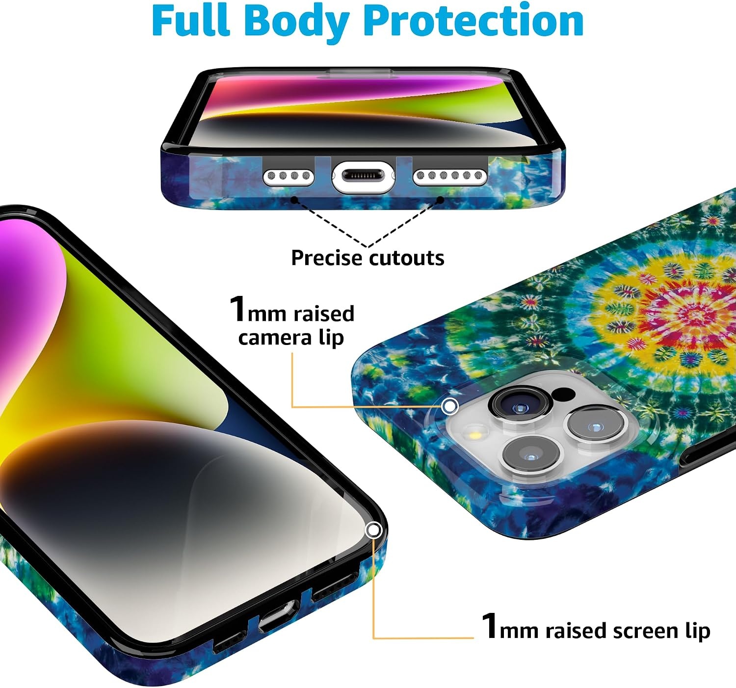 image:imageCasely iPhone 15 Pro Max Case Clear Skies Clear Shimmer Compatible with MagSafe Classic Ultra Slim DesignVeneta Tapestry Grateful Dead Tie Dye