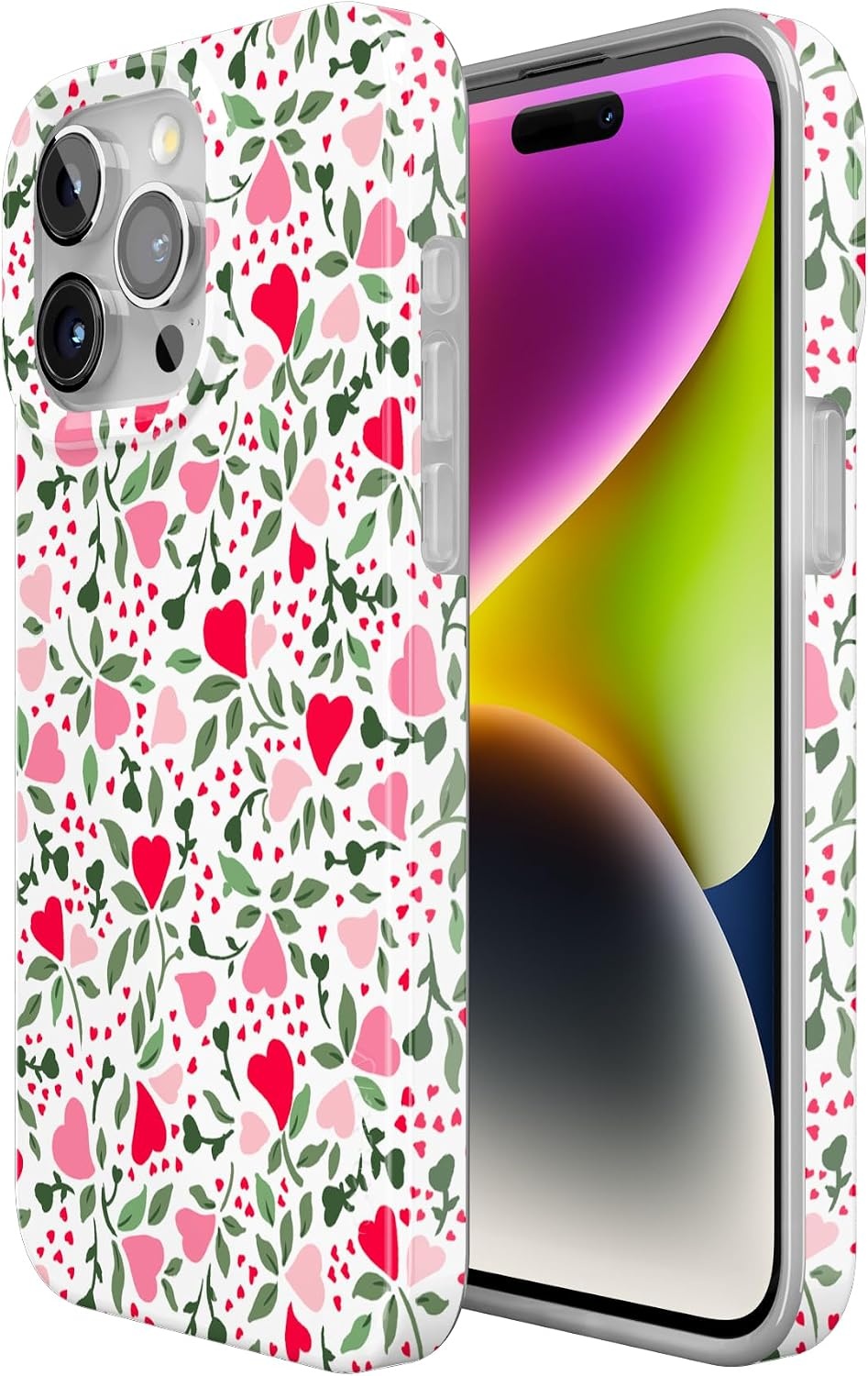 image:imageCasely iPhone 15 Pro Max Case Clear Skies Clear Shimmer Compatible with MagSafe Classic Ultra Slim DesignVines of Love Floral Heart