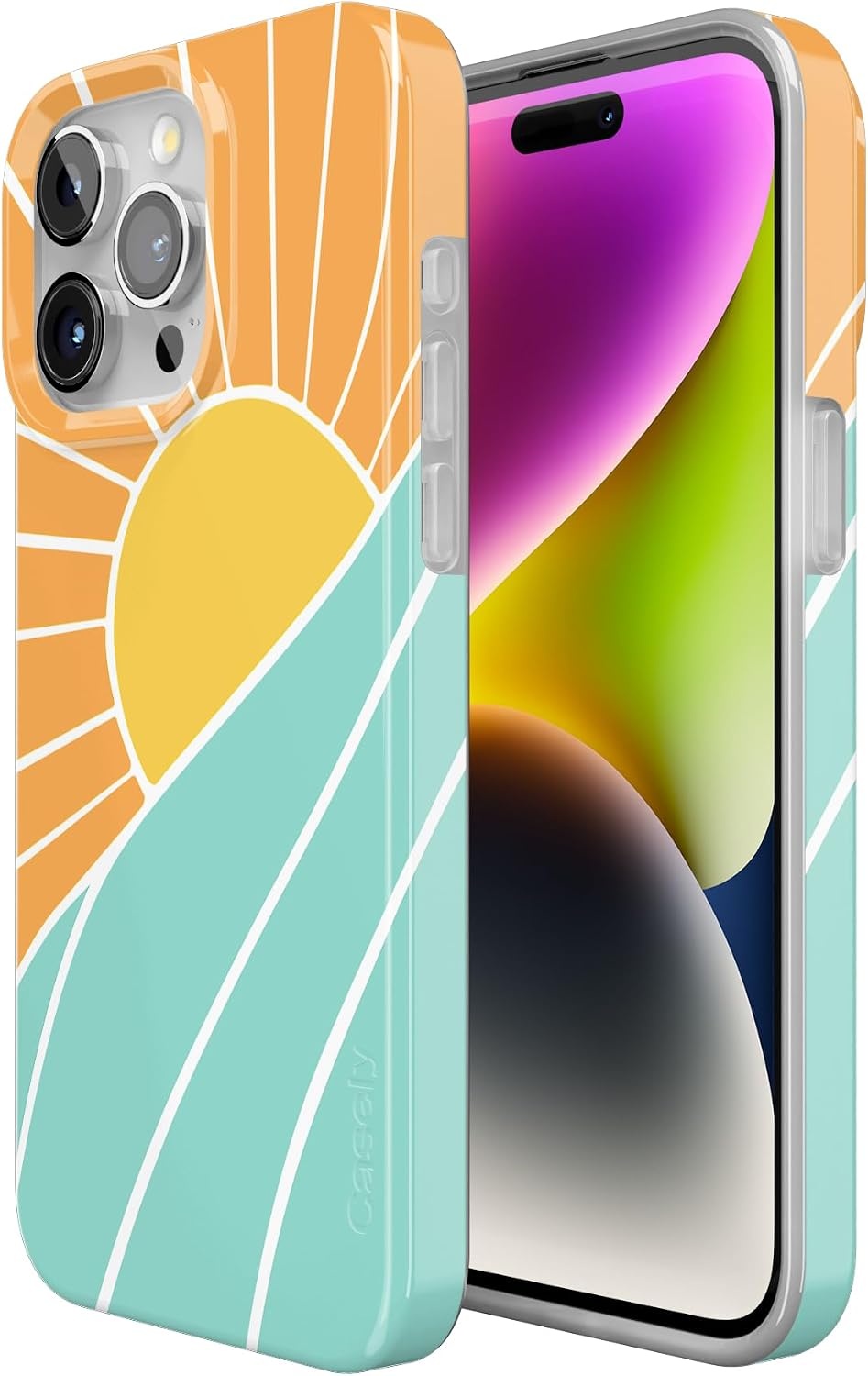 image:imageCasely iPhone 15 Pro Max Case Clear Skies Clear Shimmer Compatible with MagSafe Classic Ultra Slim DesignWaves Rays Sunshine